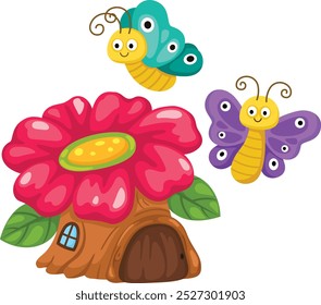 Illustration tree house white background vector 