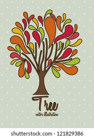 Illustration of tree icon with colorful leaves, vector illustration