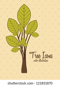 Illustration of tree icon with leaves, vector illustration