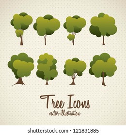 Illustration of tree icon with leaves, vector illustration