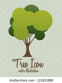 Illustration of tree icon with leaves, vector illustration