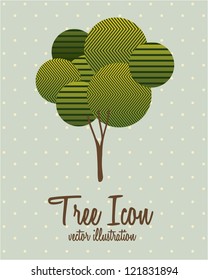 Illustration of tree icon with leaves, vector illustration