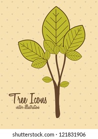 Illustration of tree icon with leaves, vector illustration