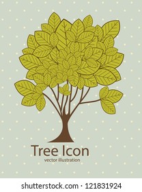 Illustration of tree icon with leaves, vector illustration