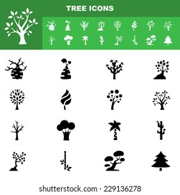 illustration of tree icon set vector