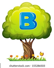 Illustration of a tree with a letter B on a white background