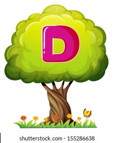 Illustration of a tree with a letter D on a white background