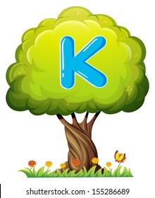 Illustration of a tree with a letter K on a white background