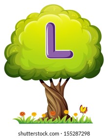 Illustration of a tree with a letter L on a white background
