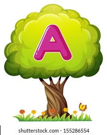 Illustration of a tree with a letter A on a white background