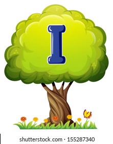Illustration of a tree with a letter I on a white background