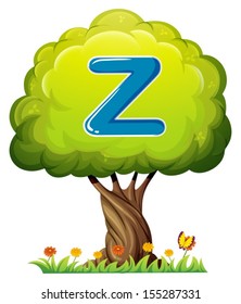 Illustration of a tree with a letter Z on a white background