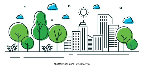 Illustrationsbaum im Stil eines Gebäudes