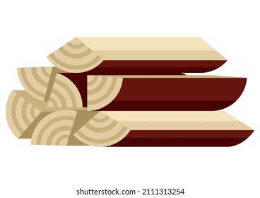 Illustration of tree logs stack. Adversting image for forestry and lumber.