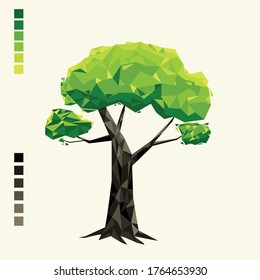 ilustración de árbol con estilo de arte de polos bajos con pallet de color