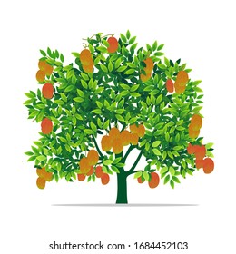 illustration of tree and mango, vector