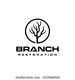 Illustration of a tree with many branches without leaves logo design