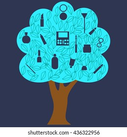 Illustration tree of natural cosmetics