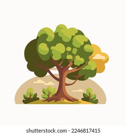 illustration of tree nature logo. Vector cartoon style of a tree design for banner flyer template design