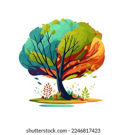 illustration of tree nature logo. Vector cartoon style of a tree design for banner flyer template design