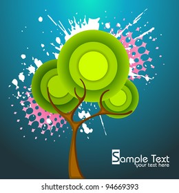 illustration of tree on abstract grungy background