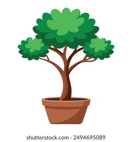 Ilustración de árbol en una maceta aislada