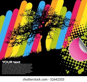 illustration of tree and rainbow