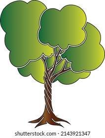 illustration of tree and roots with twisted trunk