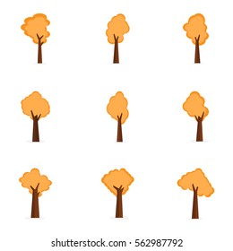 Illustration of tree set flat vector