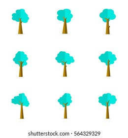 Illustration of tree set various stock vector flat