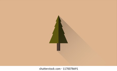 Illustration of tree with shadow and foresty colours