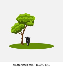 Abbildung eines Baum-Designs mit einem Motor darunter