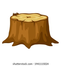 Illustration of tree stump. Adversting image for forestry and lumber industry.