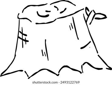 Illustration of a tree stump in the forest.