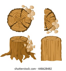 Illustration of tree stump and mushroom