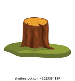 Illustration of a tree stump sitting on a green patch of grass