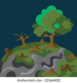 Illustration Tree Stumps Showing Deforestation Stock Vector (Royalty ...