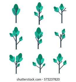 Illustration of tree style set collection stock