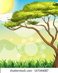 Illustration of a tree and a sun
