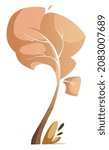 Illustration of a tree swaying in the wind.
