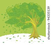 Illustration of a tree swaying in the wind