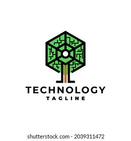 illustration of a tree with a techno style. good for environmental technology or any business related to nature and technology