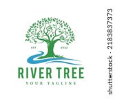 Illustration of a tree with a tributary symbol. Eco-friendly watermark. Green, Save, Energy friendly, Eco friendly, vector logo