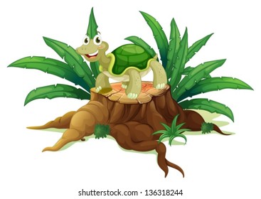 Illustration of a tree with a turtle on a white background