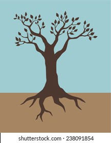 Illustration of a tree in vintage colour