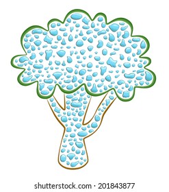 illustration of a tree with water droplets created