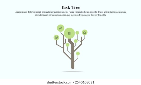 Illustration of a tree where the trunk represents available time, and each branch represents a different task.