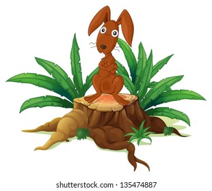 Illustration of a tree with a wild bunny on a white background