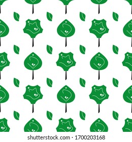 illustration of trees from geometric shapes, pattern of leaves