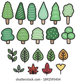 Illustration of trees and leaves